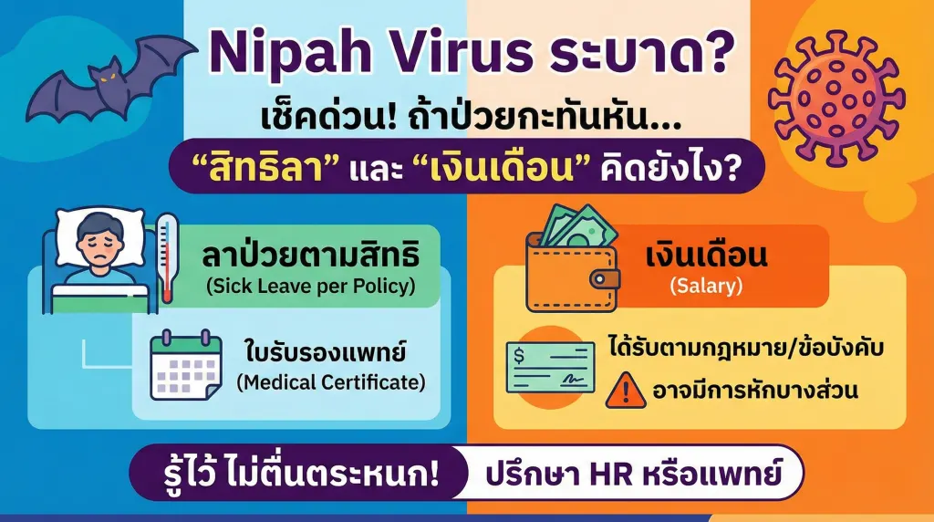 ไวรัส Nipah ระบาด เช็คสิทธิลาป่วยและเงินเดือนสำหรับพนักงานและนายจ้าง